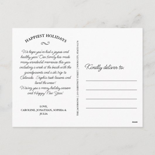 冬のスノーフレークのドードル、クリスマスの写真、幸せ シーズンポストカード (裏面)