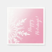 冬のスノーフレークのピンクの幸せな休日クリスマス スタンダードカクテルナプキン (正面)