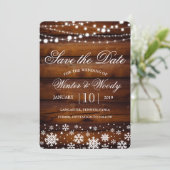 冬のスノーフレークのライトセーブ日付招待状 セーブザデート (スタンド正面)