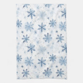 冬のスノーフレークの水の色のパターン キッチンタオル (縦)