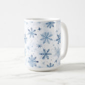 冬のスノーフレークの水色 コーヒーマグカップ (正面右)