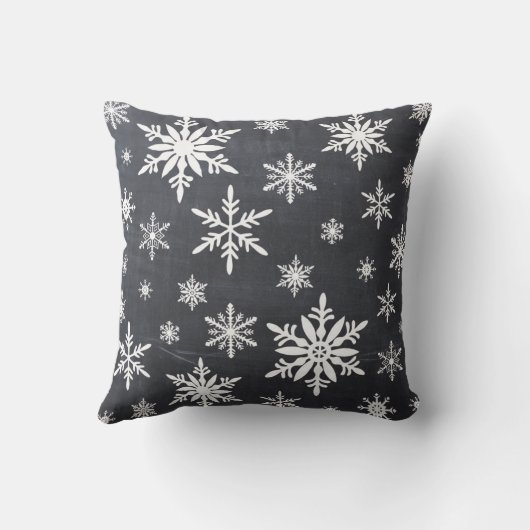 冬のスノーフレークの黒板アート枕 クッション (裏面)