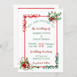 冬のスノーフレーククリスマス結婚式招待状 招待状