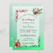 冬のスノーフレーククリスマス結婚式招待状 招待状 (正面/裏面)