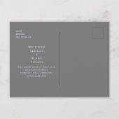 冬のスノーフレークグレー/アイスブルーモノグラム救日付 案内ポストカード (裏面)