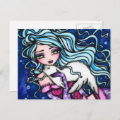 冬のスノーフレークシールマーメイドファンタジーはがき ポストカード (正面/裏面)