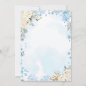 冬のスノーフレークスオンダーランド1歳の誕生日フローラ 招待状 (裏面)