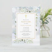 冬のスノーフレークスグリーンバプテスマ《キリスト教》洗礼式や命名式 招待状 (スタンド正面)