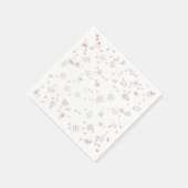 冬のスノーフレークスピンク&シルバー スタンダードカクテルナプキン (角)