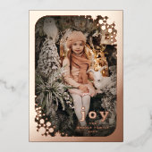 冬のスノーフレークスフレームハッピーホリデーエレガント 箔シーズンカード (正面)