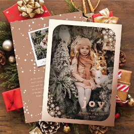 冬のスノーフレークスフレームハッピーホリデーエレガント 箔シーズンカード