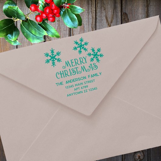 冬のスノーフレークスメリークリスマス差出人住所 セルフインキングスタンプ