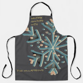 冬のスノーフレークタイポグラフィかわいい灰色のティール（緑がかった色）金ゴールド エプロン (正面)