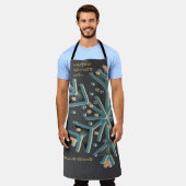 冬のスノーフレークタイポグラフィかわいい灰色のティール（緑がかった色）金ゴールド エプロン (着用した状態)