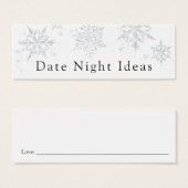 冬のスノーフレークデイトナイトブライダルシャワーカード (正面&裏面)