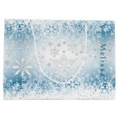 冬のスノーフレークデザイン – パーソナライズ ラージペーパーバッグ (裏面)