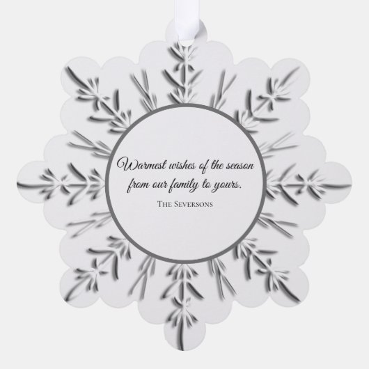 冬のスノーフレークハッピーホリデーズデイテッド オーナメントカード (裏面)