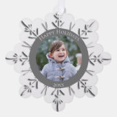 冬のスノーフレークハッピーホリデーズデイテッド オーナメントカード (正面)
