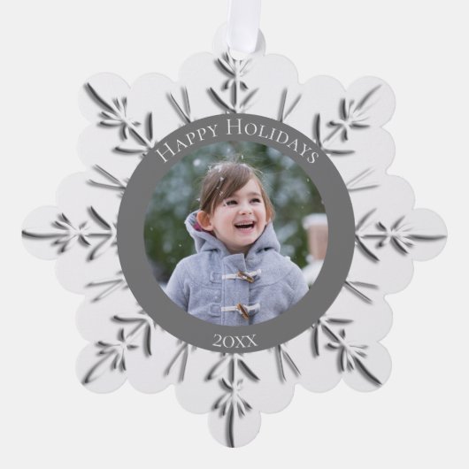 冬のスノーフレークハッピーホリデーズデイテッド オーナメントカード (正面)