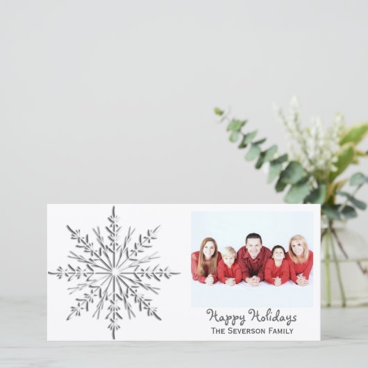 冬のスノーフレークハッピーホリデー シーズンカード (スタンド正面)