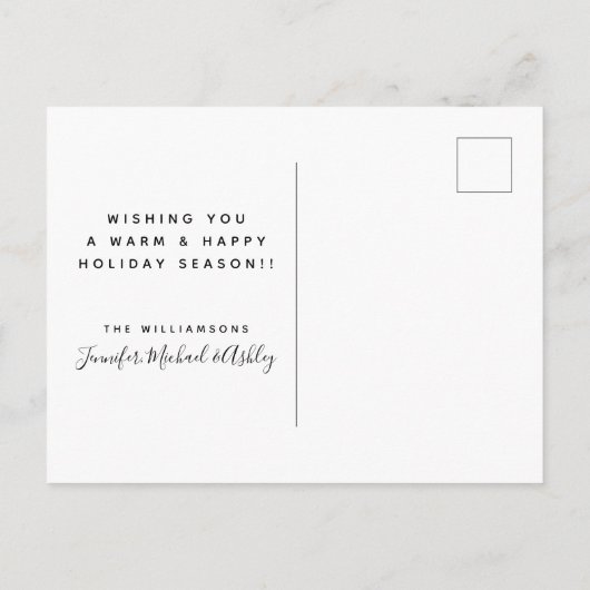 冬のスノーフレークハートパターン ポストカード (裏面)