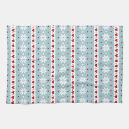 冬のスノーフレークハート キッチンタオル