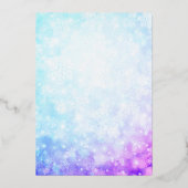 冬のスノーフレークパープルピンクブルーキンセアニェラ箔 箔招待状 (裏面)