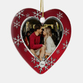 冬のスノーフレークフレームレッド セラミックオーナメント (右)