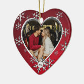 冬のスノーフレークフレームレッド セラミックオーナメント (左)