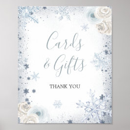 冬のスノーフレークブライダルシャワーカードとギフト ポスター