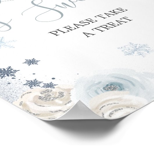 冬のスノーフレークブライダルシャワー愛は甘い ポスター (角)