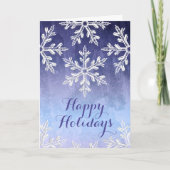 冬のスノーフレークブルーウォーターカラービジネス シーズンカード (正面)