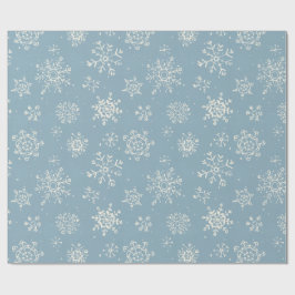 冬のスノーフレークブルーウォーター色 ラッピングペーパー