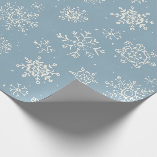 冬のスノーフレークブルーウォーター色 ラッピングペーパー (角)