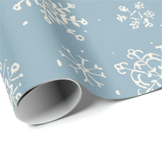 冬のスノーフレークブルーウォーター色 ラッピングペーパー (ロールコーナー)