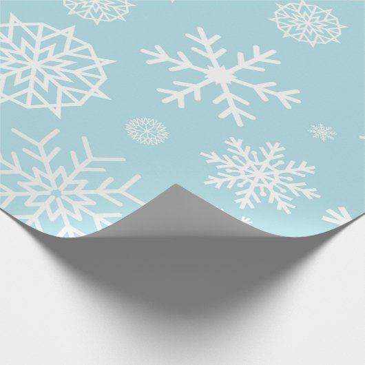 冬のスノーフレークブルーホワイトクリスマス ラッピングペーパー (角)