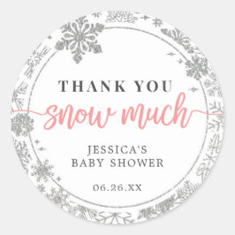 冬のスノーフレークベビーの好意スティッカーピンク ラウンドシール