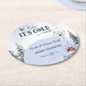 冬のスノーフレークベビーコールド外ベアフクロウ ラウンドペーパーコースター (アングル)