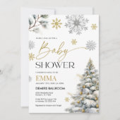 冬のスノーフレークベビーシャワー招待状 招待状 (正面)