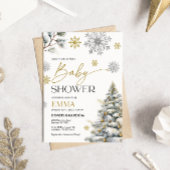 冬のスノーフレークベビーシャワー招待状 招待状