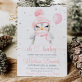 冬のスノーフレークペンギン招待状ベビーシャワー 招待状