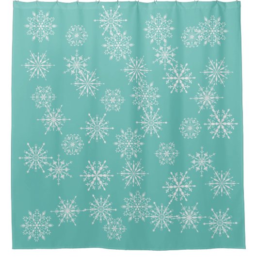 冬のスノーフレークホリデークリスマス シャワーカーテン (正面)