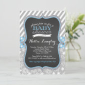 冬のスノーフレークボーイベビーシャワーの招待 招待状 (スタンド正面)