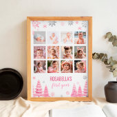 冬のスノーフレーク初年フォトマイルストーンサイン ポスター