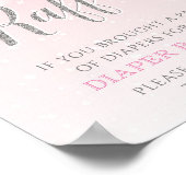 冬のスノーフレーク女の子の赤ちゃんシャワーおむつラッフル ポスター (角)