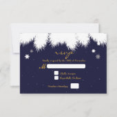 冬のスノーフレーク松エレガントな結婚式RSVPカード 出欠カード (正面)