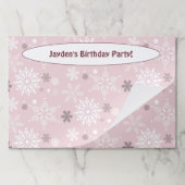 冬のスノーフレーク淡い色のピンクの誕生日パーティー ペーパーパッド (折り畳み)