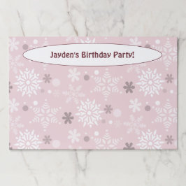 冬のスノーフレーク淡い色のピンクの誕生日パーティー ペーパーパッド