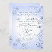 冬のスノーフレーク結婚宝石 招待状 (正面/裏面)