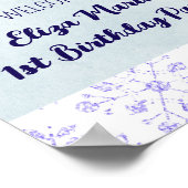 冬のスノーフレーク誕生日パーティーサイン ポスター (角)